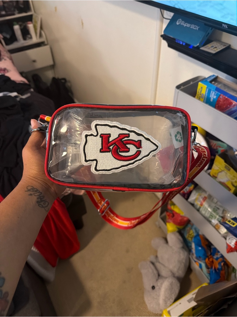 Kansas City Chiefs Clear Crossbody Bag - Red Trim